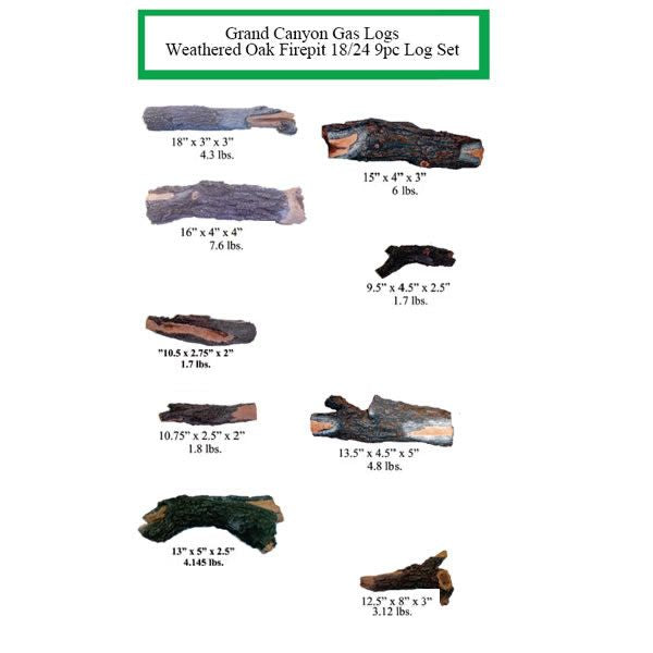 Grand Canyon Arizona Weathered Oak Fire Pit Logs - Logs Only