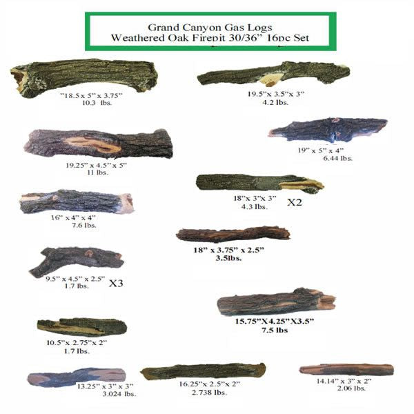 Grand Canyon Arizona Weathered Oak Fire Pit Logs - Logs Only