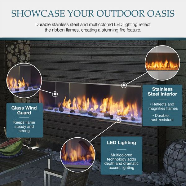 Outdoor Lifestyles Lanai Outdoor Linear Gas Fireplace - 60"