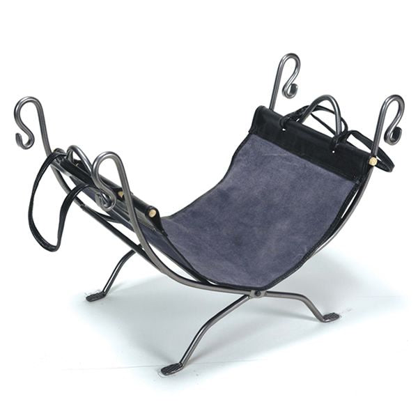 Natural Wrought Iron Indoor Firewood Rack with Carrier
