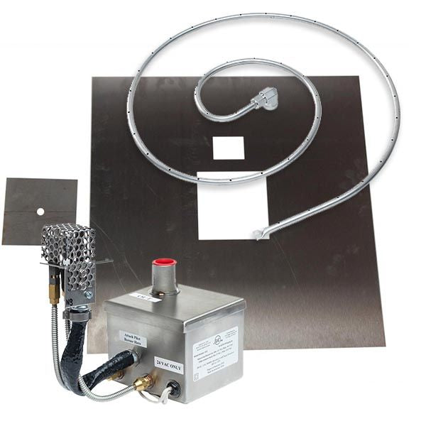 Weather Resistant AWEIS Square Flat Fire Pit Burner System - 18"