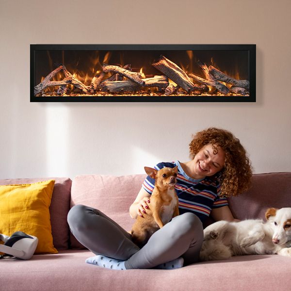 Amantii Deep 50" Electric Fireplace - Black Steel Surround