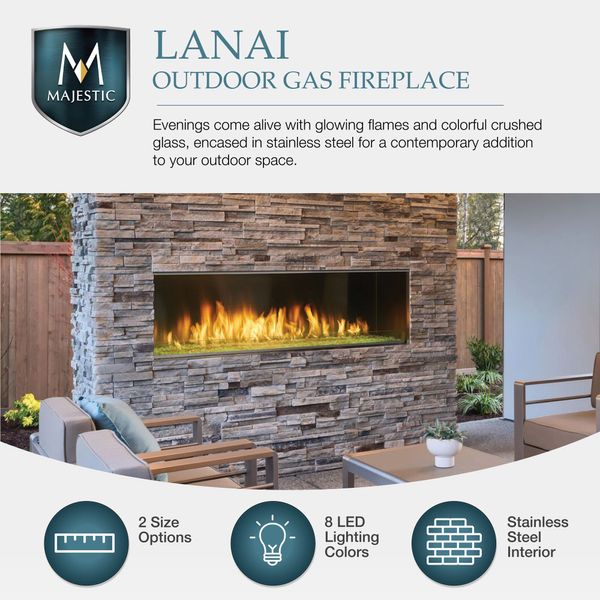 Outdoor Lifestyles Lanai Outdoor Linear Gas Fireplace - 60"