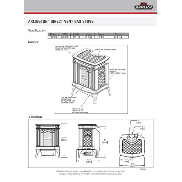 Napoleon Arlington Direct Vent Cast Iron Gas Stove - Majolica Brown